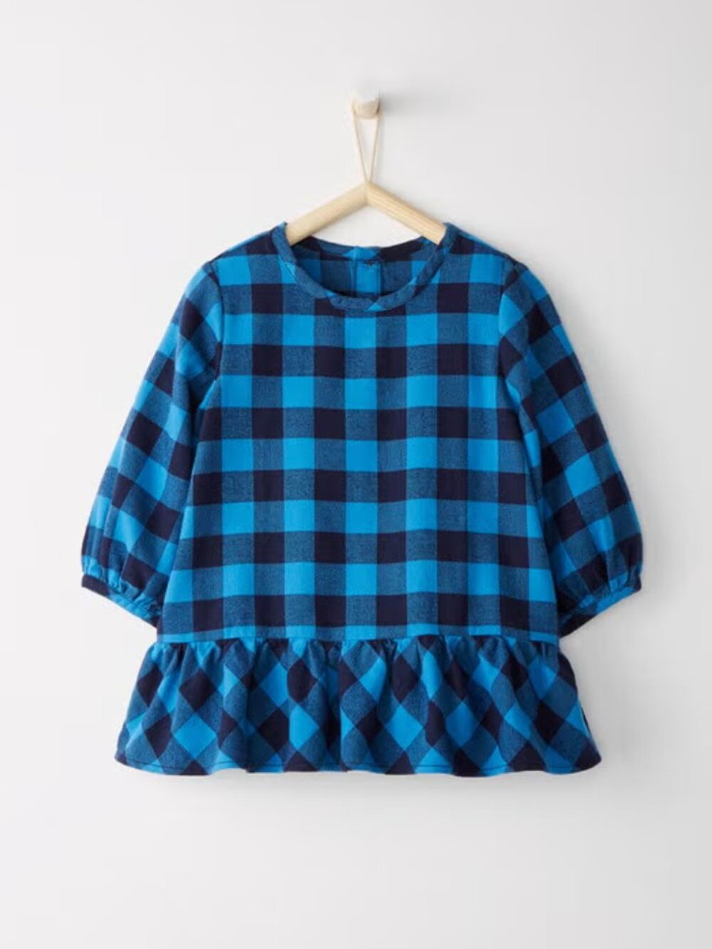 Hanna Andersson Buffalo Plaid Flannel Popover Top In Navy Size 5